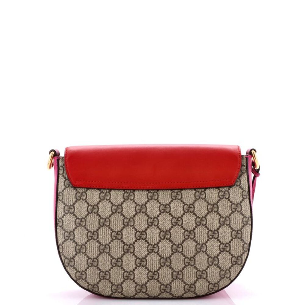 Gucci Padlock Saddle Shoulder Bag GG Coated Canvas and Leather Medium Brown, Red - Picture 3 of 7